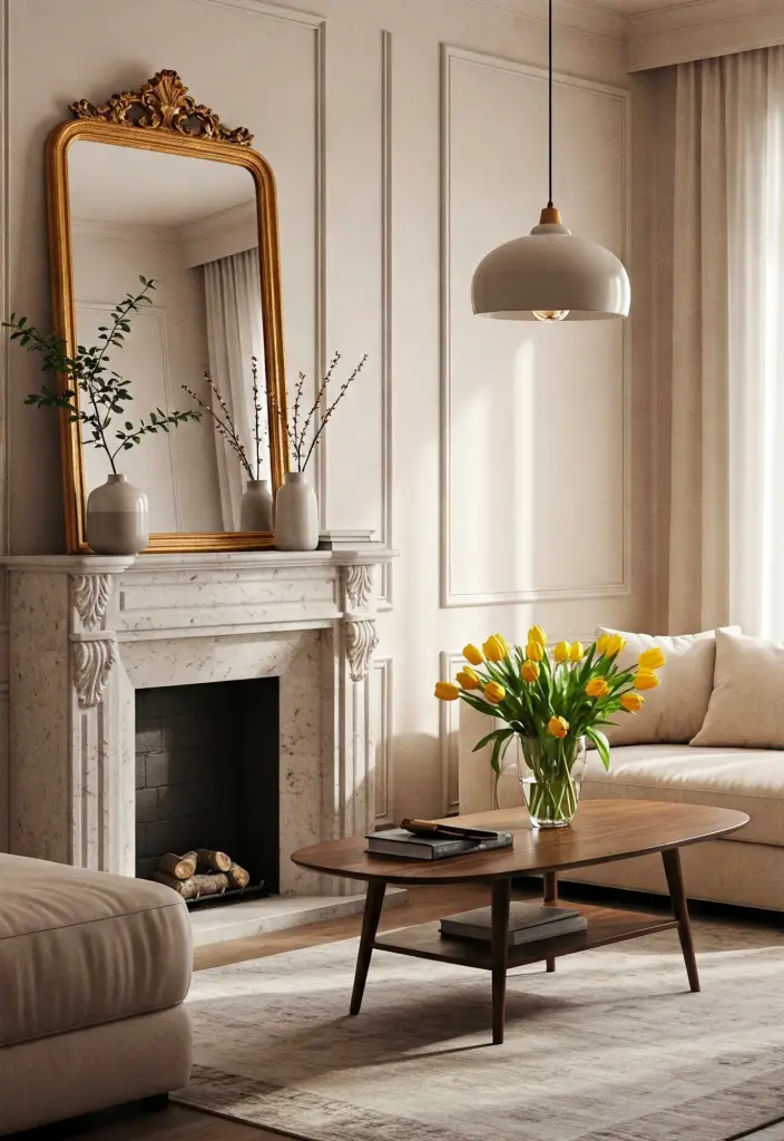 Wohnzimmer elegant Barockspiegel